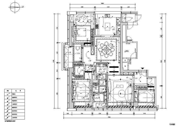 222 ㎡现代轻奢住宅装修施工图+效果图+模型-开关布置图