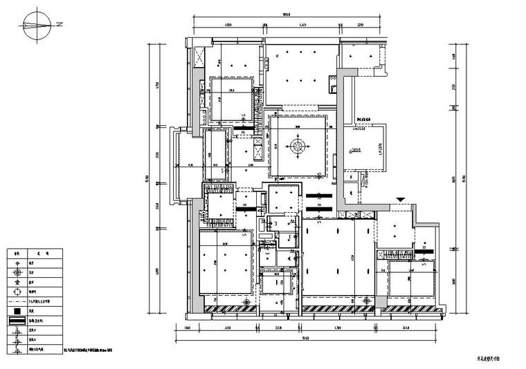 222 ㎡现代轻奢住宅装修施工图+效果图+模型-天花造型尺寸图