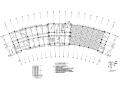 某扇形布置建筑屋面部分网架结构施工图CAD