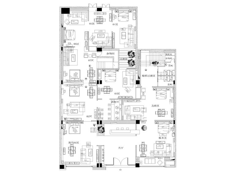 国学体验馆建筑设计资料下载-[南京]1064㎡家具体验馆室内装修设计施工图