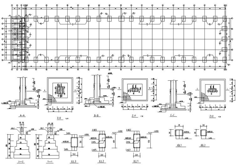 二層鋼結構排架廠房結構施工圖cad