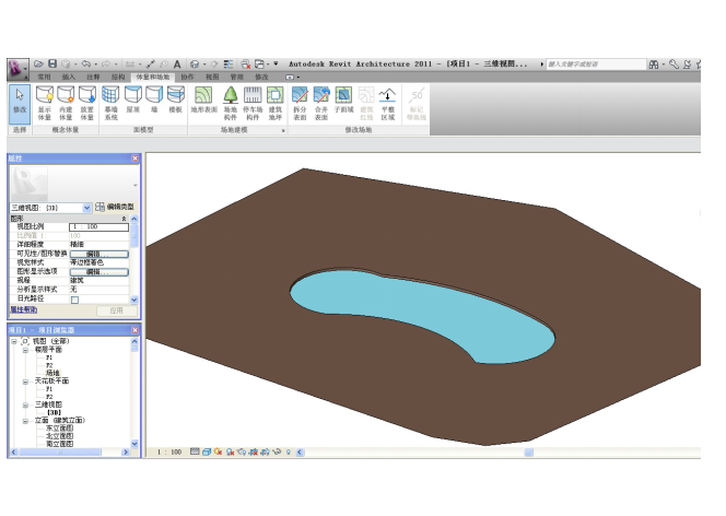 Revit软件技巧1.11.1在地形表面中创建水池-水面效果