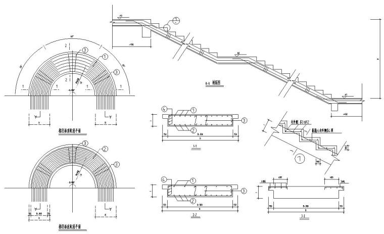施工楼梯设计资料下载-混凝土楼梯合集结构施工图CAD