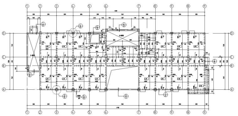 菜市场框架结构施工图资料下载-六层办公楼混凝土框架结构施工图CAD