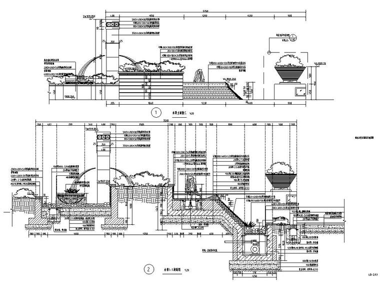 叠水水景节点详图设计