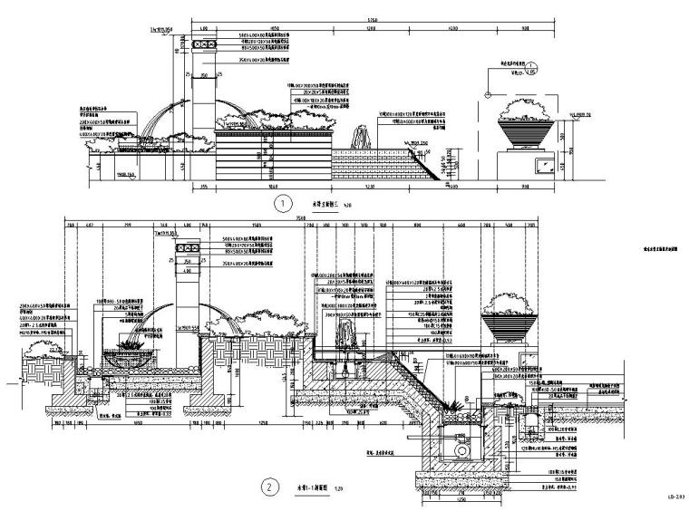 叠水水景节点详图设计 (3)