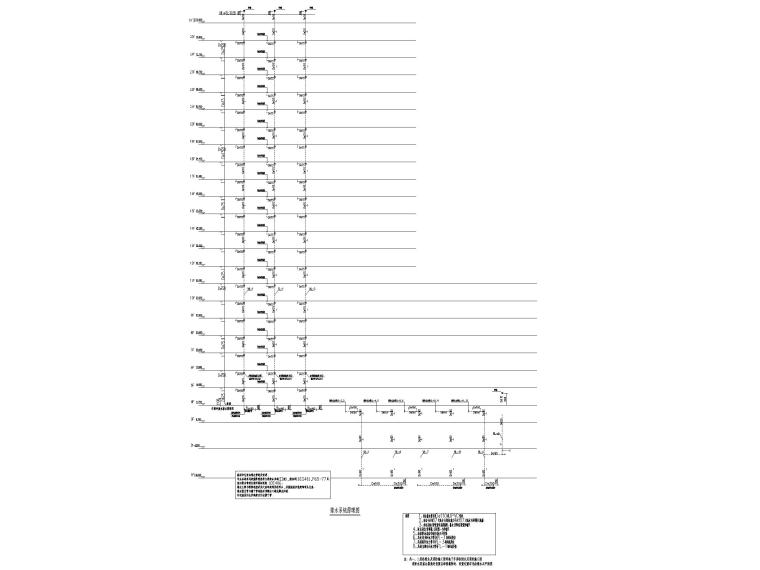[贵州]二十四层接待中心给排水施工图-排水系统原理图