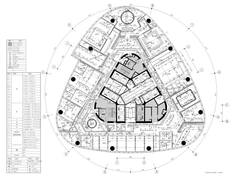 [江西]办公大楼开敞办公空间室内装修施工图-综合天花布置图