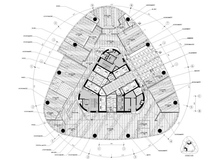 [江西]办公大楼开敞办公空间室内装修施工图-地面铺装图