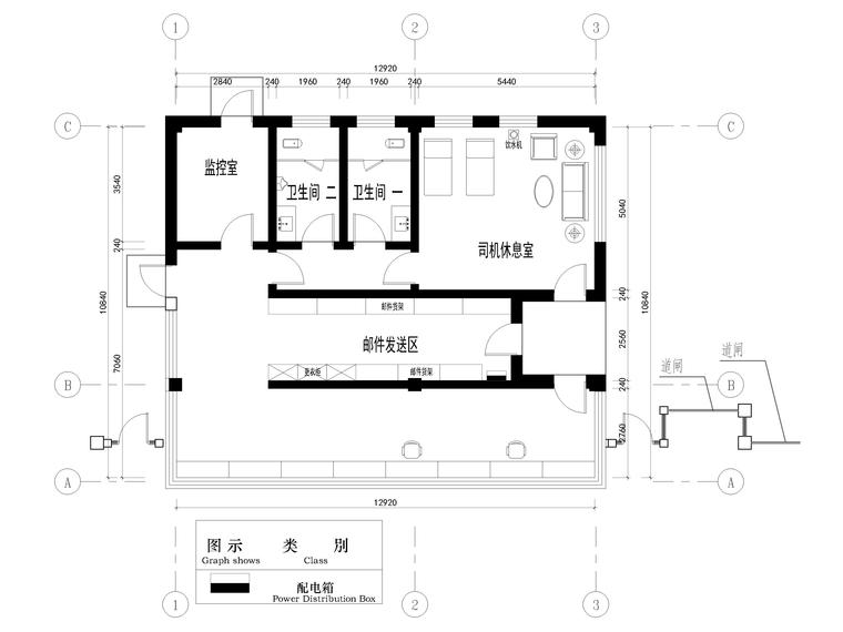 门卫室平面布置图