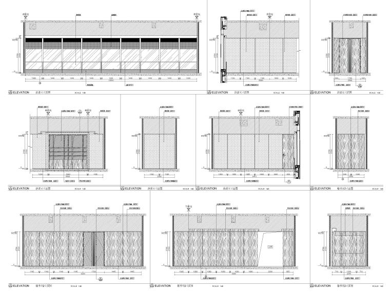 [江西]办公大楼开敞办公空间室内装修施工图-洽谈室、秘书室立面图