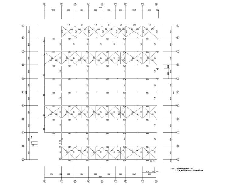 求钢结构厂房CAD资料下载-多跨钢结构门刚厂房结构施工图CAD