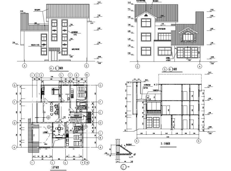 三层住宅平面资料下载-三层住宅别墅混凝土结构施工图CAD