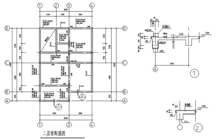 某小型乡村三层住宅混凝土结构施工图CAD-结构配筋图