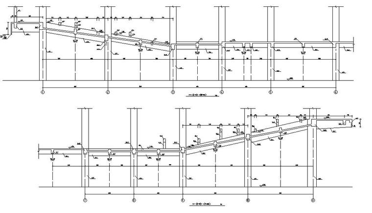 某报告厅建筑混凝土结构施工图CAD-结构剖面图