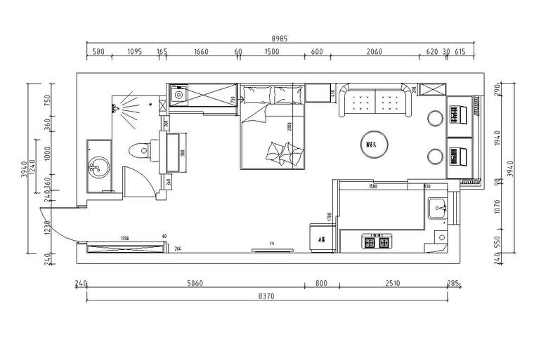 2020北欧风格资料下载-北欧风格公寓一居室住宅装修施工图设计