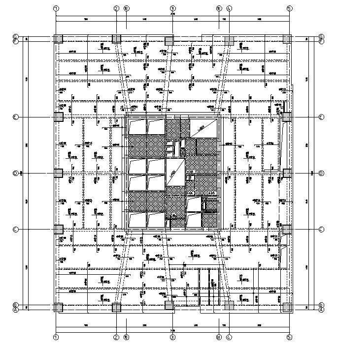 某超高层商业办公框架核心筒结构施工图CAD-结构平面图2