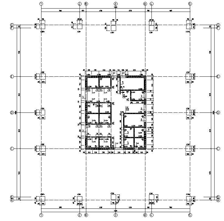 某超高层商业办公框架核心筒结构施工图CAD-结构墙柱布置图