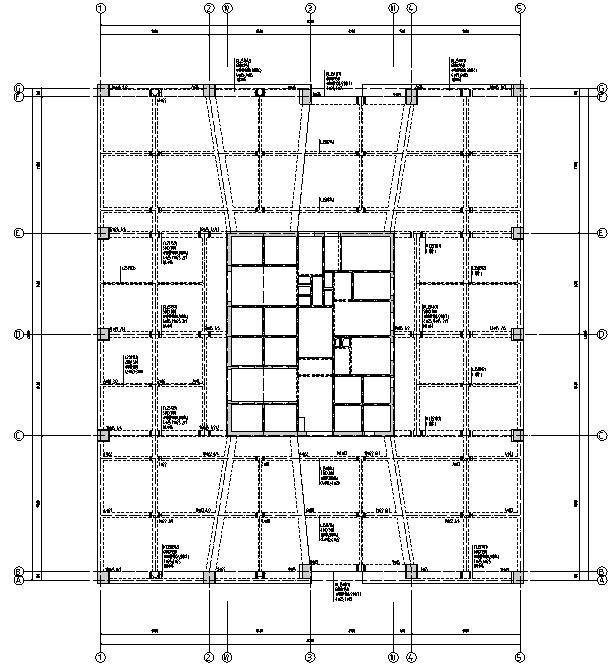 某超高层商业办公框架核心筒结构施工图CAD-结构配筋图2