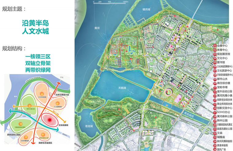 三门峡周边地区滨水活力城市景观设计-规划总平面图