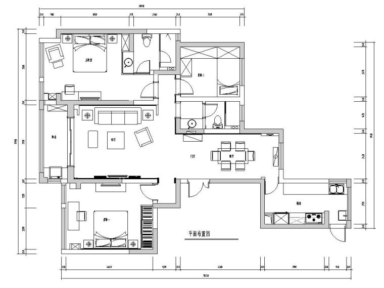家装施工图三室两厅资料下载-现代奢华145㎡三室两厅住宅装修施工图设计