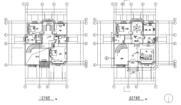 三层别墅平面布置cad资料下载-三层别墅混凝土框架结构施工图CAD含建筑图