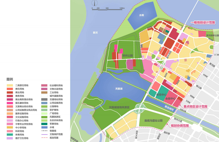 三门峡周边地区滨水活力城市景观设计-用地布局