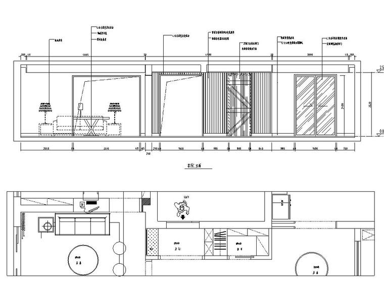 现代风格140㎡三居室住宅装修施工图设计-立面图1