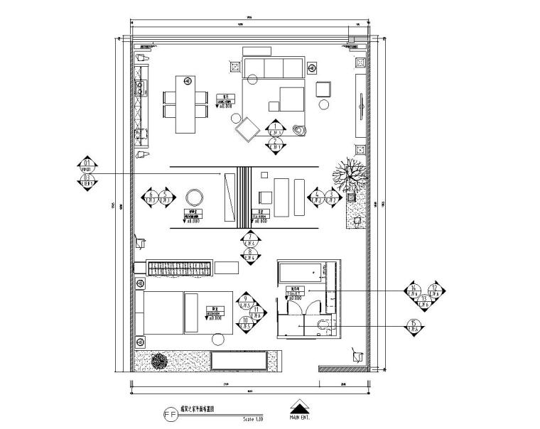 中式风格中学图资料下载-中式风格住宅装修施工图设计