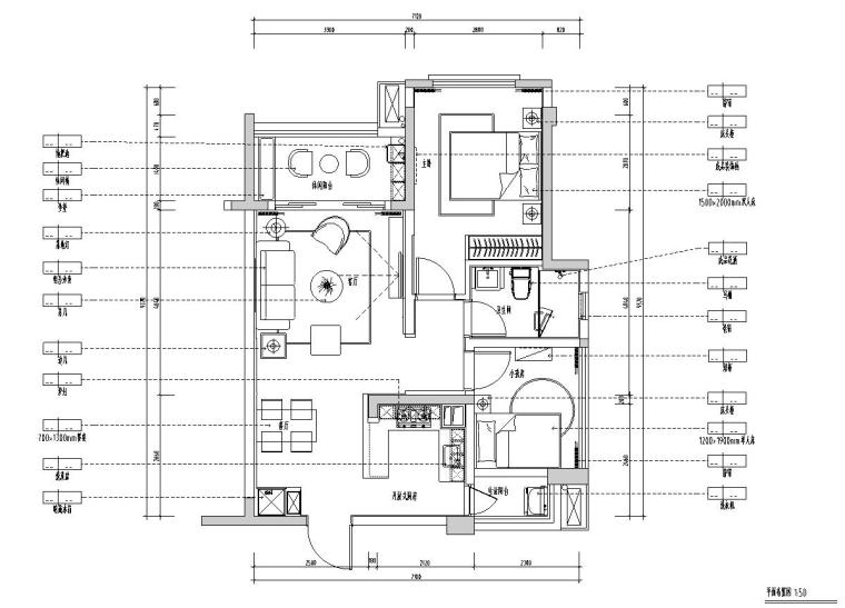 2020北欧风格资料下载-北欧风格2室2厅1卫住宅装修施工图设计
