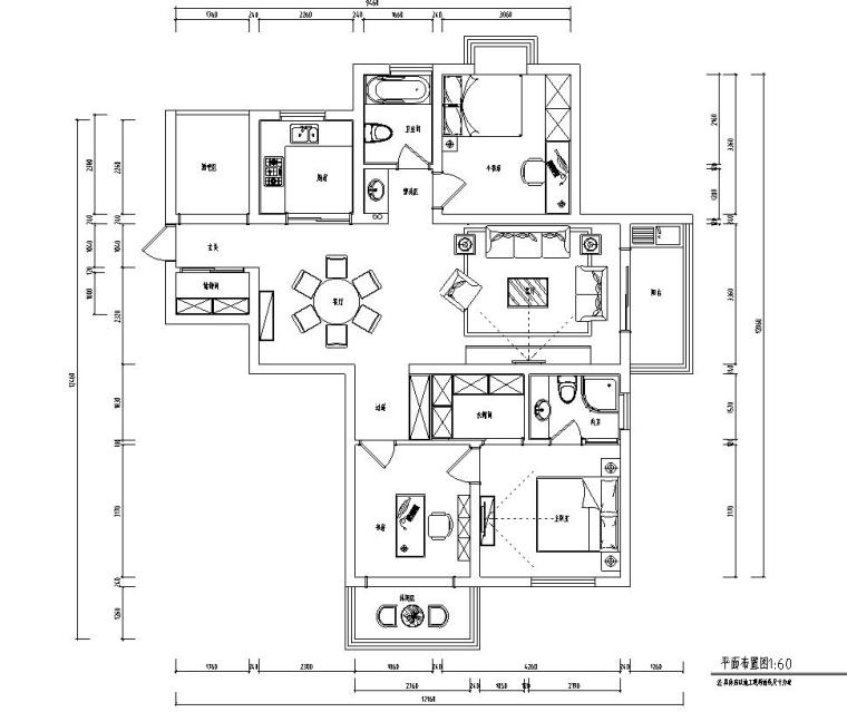 2020北欧风格资料下载-北欧风格住宅三室两厅装修施工图设计