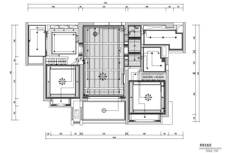 地知名地产风格3室2厅1卫住宅装修施工图设计-照明电路图