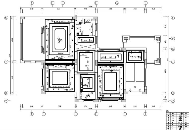 欧式风格三层双拼别墅住宅装修施工图设计-灯具定位图