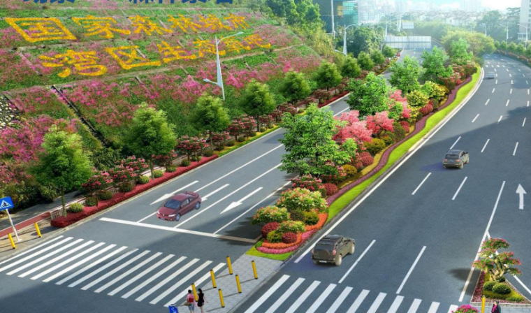 广东道路绿地景观设计资料下载-[广东]云浮世纪大道沿线用地城市景观设计