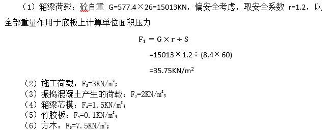 现浇箱梁工程支架受力验算计算书-荷载计算