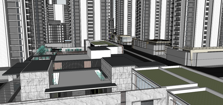 现代风格示范区建筑模型资料下载-现代风格示范区+高层商业建筑模型设计