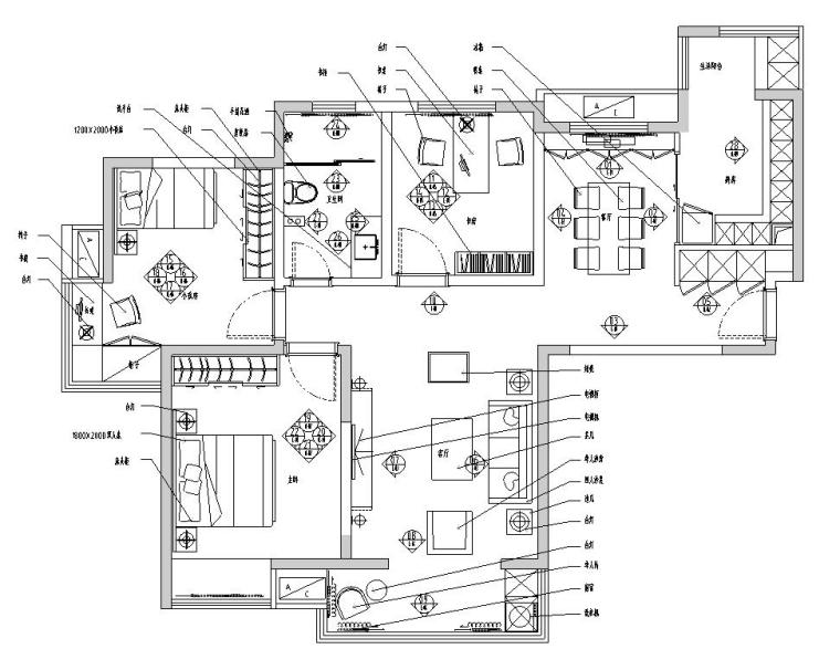 美式风格室内施工图资料下载-美式风格三居室住宅装修施工图设计