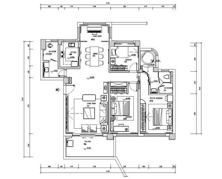 3室1厅1卫一厨装修效果资料下载-现代简约平层3房2厅1厨2卫住宅装修施工图