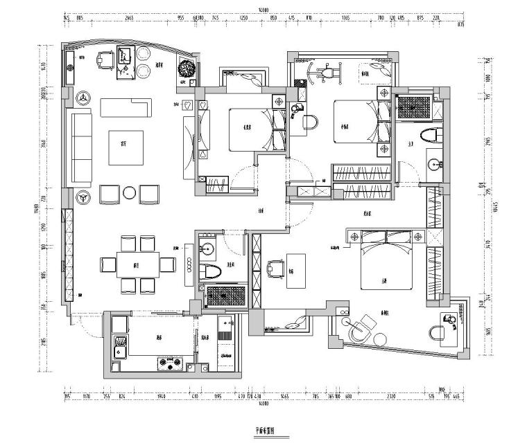 新中式两层住宅资料下载-新中式109㎡3室2厅2卫住宅装修施工设计