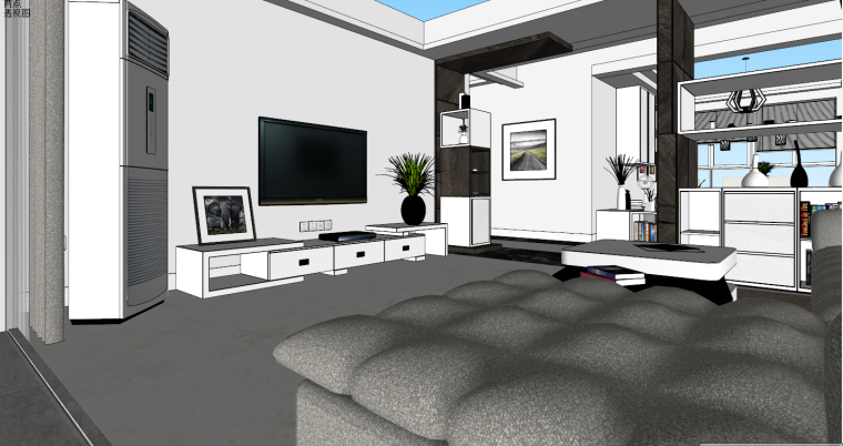室内公寓su模型资料下载-简约室内客厅SU模型设计