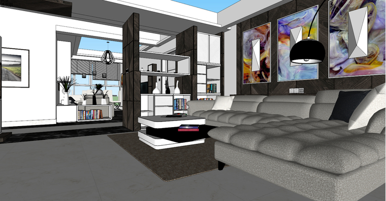 简约室内客厅su模型设计-sketchup模型-筑龙渲染表现论坛