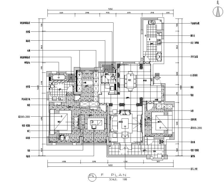 1室1厅平面资料下载-简欧风格170㎡3室2厅2卫住宅装修施工图