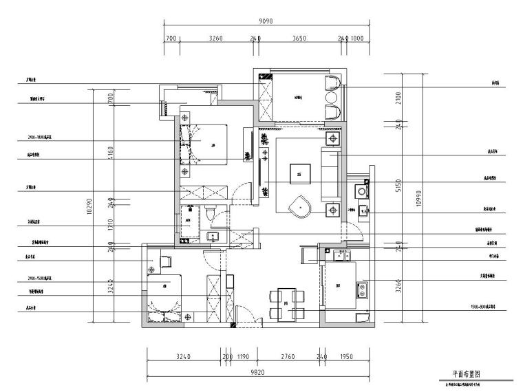 100家装室内施工图资料下载-现代美式风格100㎡住宅装修施工图设计