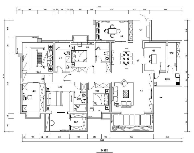 200平米大平层施工图纸资料下载-东南亚6居室大平层住宅装修施工图设计