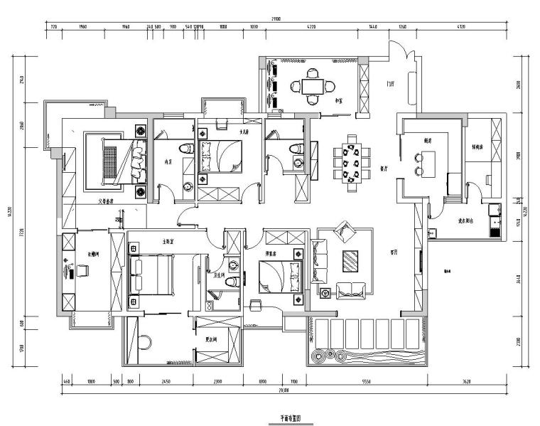 6层住宅建筑图纸全套资料下载-东南亚6居室大平层住宅装修施工图设计