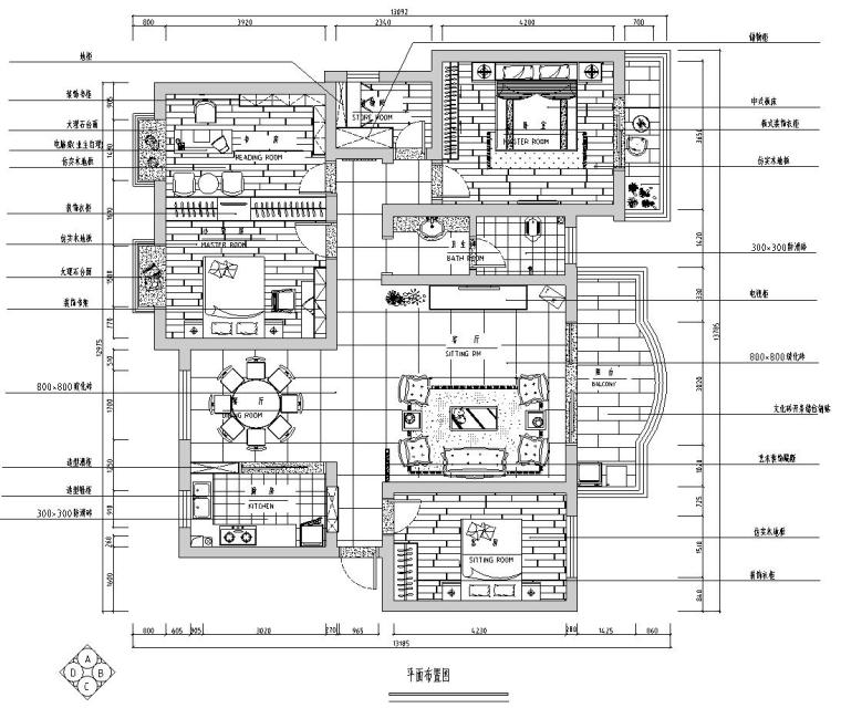 中式风格大厅效果图资料下载-中式风格住宅装修施工图+效果图
