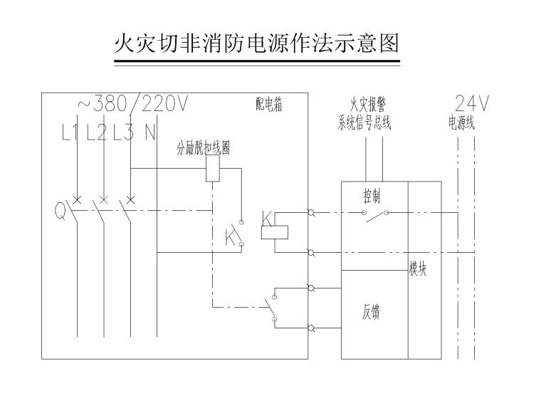 [山东]知名地产29层住宅楼电气施工图-9火灾切非消防电源作法示意图