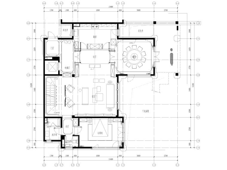新中式室内软装案例资料下载-[北京]二层新中式文化别墅​室内装修施工图