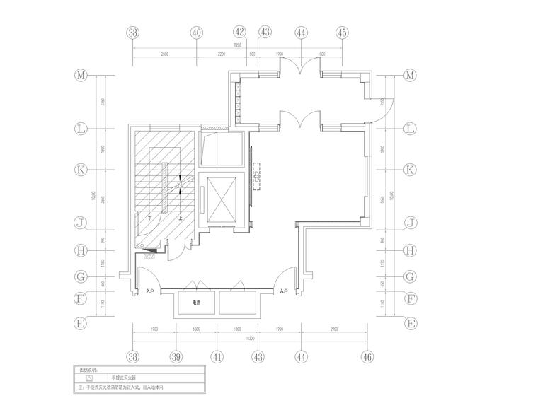 [哈尔滨]​高层住宅楼公区及物业用房施工图-3#首层大堂及前室平面布置图