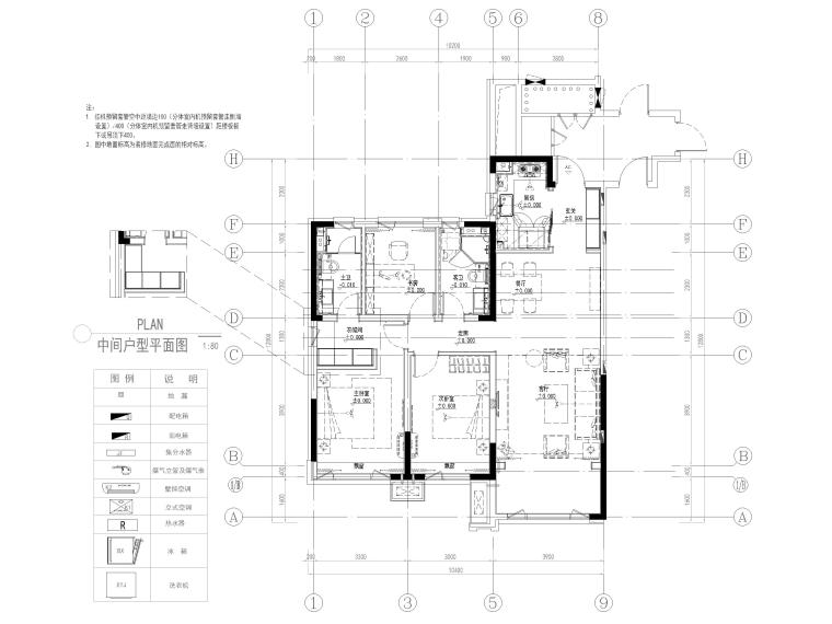 现代二居室样板间施工图资料下载-[哈尔滨]131㎡​高层二居家装样板间施工图